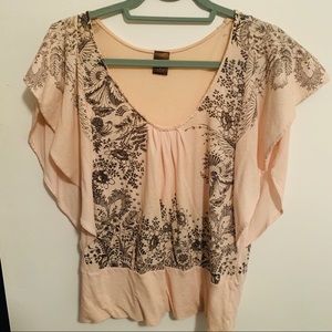 Language Los Angeles Pink Flutter Sleeve Top
